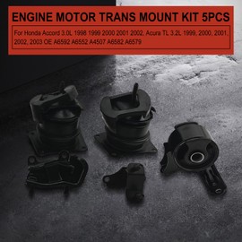 REVOTUNE Engine Motor Trans Mount Kit 5Pcs for Honda Accord 3.0L 1998 1999 2000 2001 2002, Acura TL 3.2L 1999 2000 2001 2002 2003 OE A6592 A6552 A4507 A6582 A6579