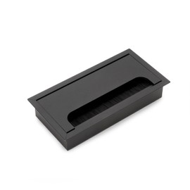 Emuca - Cable organizers for table, rectangular, 160x80mm, recessed, Aluminium, Black painted