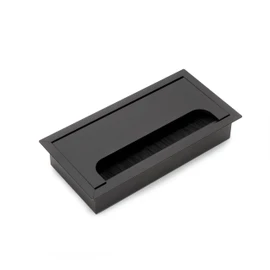 Emuca - Cable organizers for table, rectangular, 160x80mm, recessed, Aluminium, Black painted