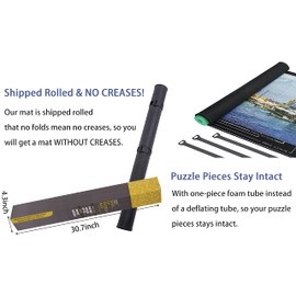 Puzzle Mat Roll Up Rubber No Creases 2000 to 1500 1000 500 Pieces Black Large Jigsaw Puzzel Pad Matte Roll-Up Board Table Sorting Trays Saver Holder Accessories Gifts