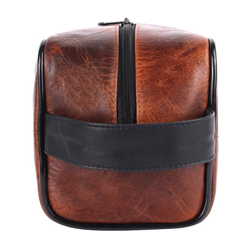 SPORTGIFTZ Buffalo Leather Rugby Wash Bag Durable Toiletry Bag for