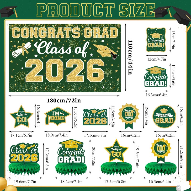 2026 Graduation Decorations Set - Class of 2026 Congrats Grad
