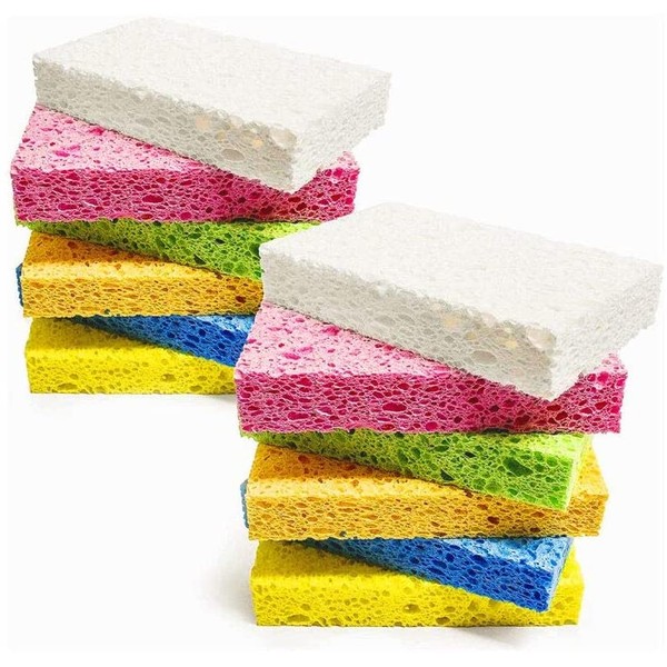 Non-Scratch Comprssed Cellulose Sponges for Kitchen -12 Pack for Dish Washing