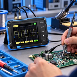 Mini Handheld Digital Oscilloscope for Electronics Testing – 2.8-Inch Display with Auto Adjustment for Repair & Learning