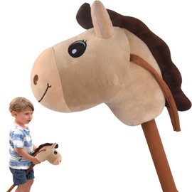 WALIKI Toys Stick Horse (Plush, for Kids and Toddlers) Gift for 2 + Year Old boy Birthday (Beige)