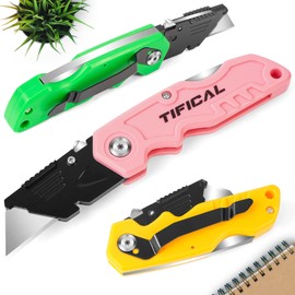 TIFICAL Folding Utility Knife 6-Pack, Quick-change Box Cutter for Cardboard and Boxes, Box Cutter Knife with Metal Clip, Back-lock Design Heavy Duty Box Opener with Extra 10 Blades (6-Pack)