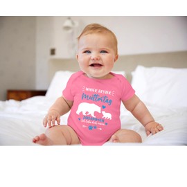 BesserBay Baby Short Sleeve Romper Bodysuit First Mother's Day Gift I Love You Mum Unisex 0-12 Months, Pink | Ich liebe dich Mama