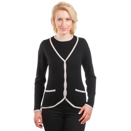 Twin-Set Two-Tone 85% Cashmere and 15% Silk, Black, L