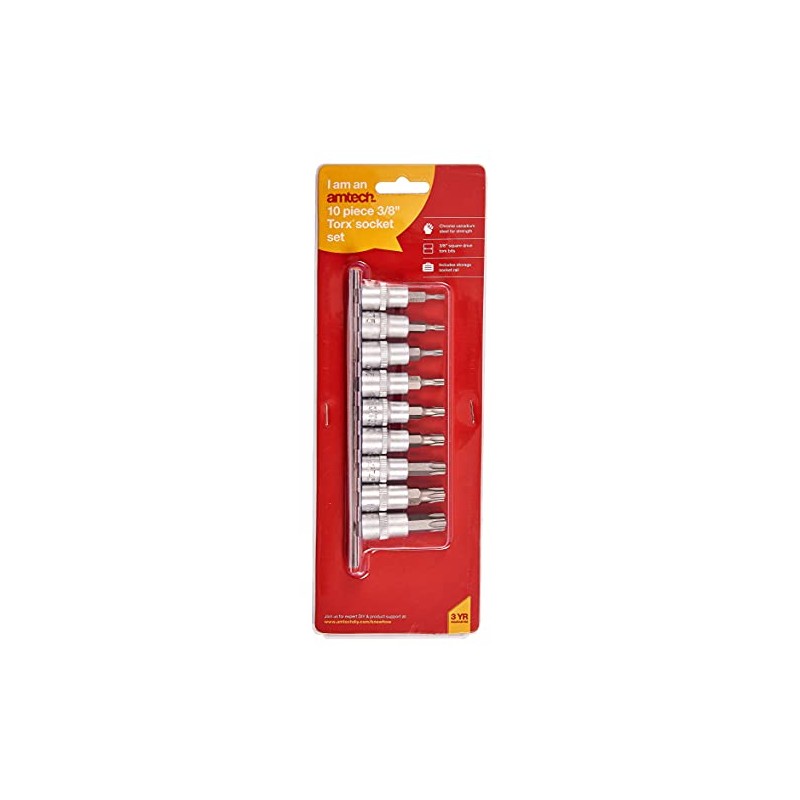 Amtech I8200 10 Piece 9.5mm (3/8") Torx Socket Set