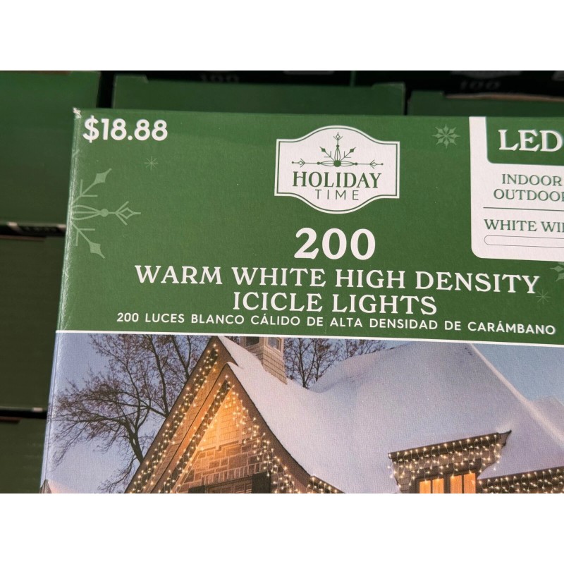 Holiday Time 200-Count WARM White LED High-Density Icicle Lights white
