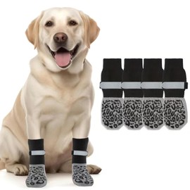 2 Pairs of Dog Socks with Grippers Prevent Licking Paws, Non-Slip Dog Shoes, Adjustable Strap, Rubber Base for Hardwood Floors, Puppies, Cats, Paw Protection for Small, Medium, Large Dogs