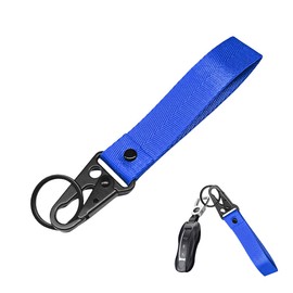 Wevdn Car Key Chain, Fabric Metal Practical Multifunctional Motorcycle Keychain, Anti-Lost Keychain with O-Ring for Men Women (Blue)