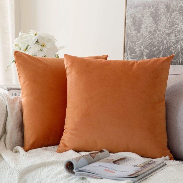 MIULEE Pack of 2, Velvet Soft Solid Decorative Square Throw