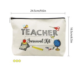 Teacher Appreciation Gifts for Women, Teacher Survival kit, Best Teacher Ever Teacher Supplies for Classroom Makeup Bag Pencil Pouch Preschool High School Colleagues Birthday Gifts Y7JSFBD(bee)