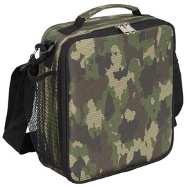 Pardick Camo Insulated Lunch Bag for Kids Students Lunch Box Meal Holder Camouflage Green Reusable Cooler Bag for Boys Thermal Lunch Box for School Picnic Travel Outdoor