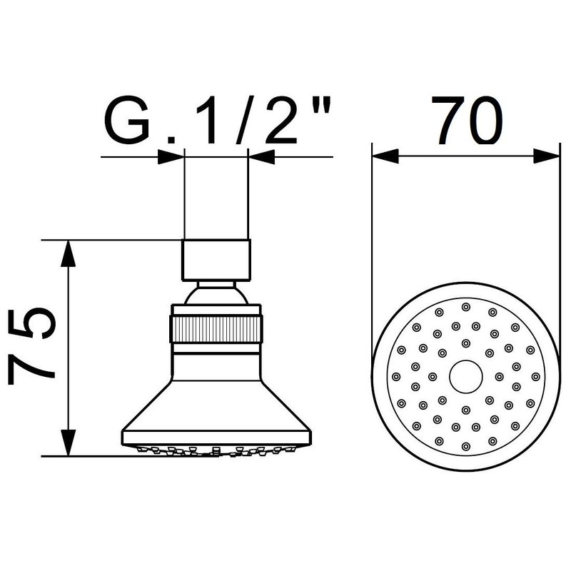 Deluxe Shower Head Diameter 70 mm 46 Nozzles 1 Piece