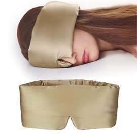 100% Mulberry Silk Sleep Mask for Side Sleeper, Women and Men 22 Momme Pure Mulberry Silk Total Blackout Eye Mask with Adjustable Headband Full Size, Eye Masks for Sleeping and Travel