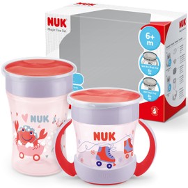 NUK Magic Cup & Mini Magic Cup Trinklernbecher Duo-Set | auslaufsicherer 360°-Trinkrand | 6+ Monate | auslaufsicher und BPA-frei | 160 ml & 230 ml | blau