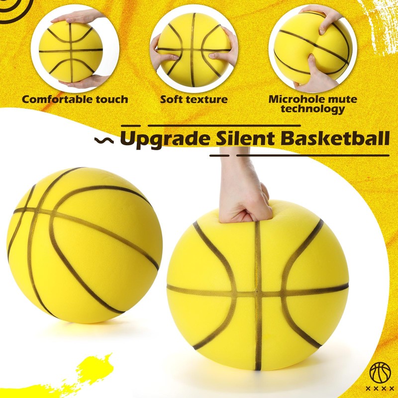 Silipull Silent Basketball and Hoop Set Soft Foam Indoor Basketball