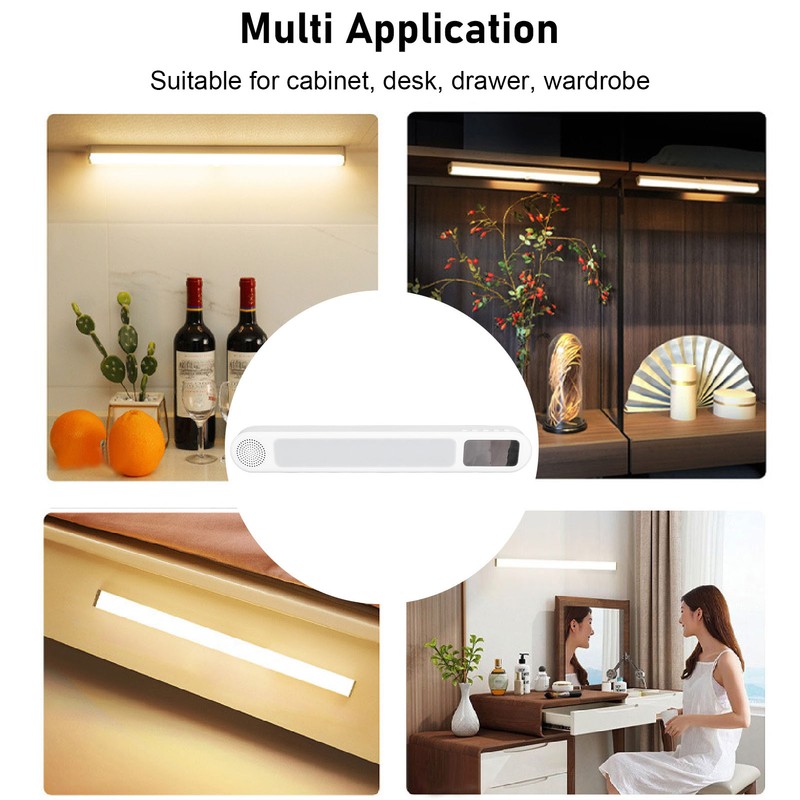 Smart LED Cabinet Light with Digital Clock and Speaker 3