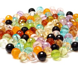 Crystal Plastic Beads Luxury Spacer Acrylic Beads with Hole Round for Jewellery Design (Colourful 6 mm, Pack of 400)