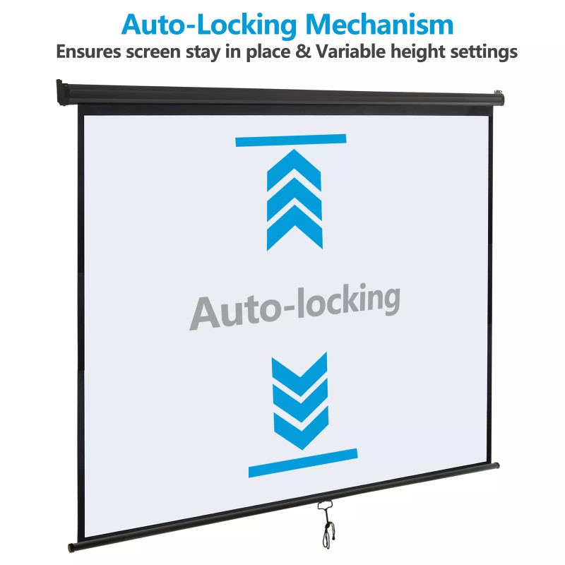 Segawe 120'' Projector Screen Projection Screen Manual Pull Down HD