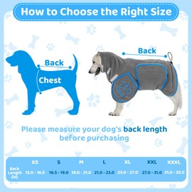 SlowTon Dog Bathrobe Towel - Super Absorbent Microfiber Pet Quick Drying Towel, Wearable Soft Bath Robes for After Bath Shower Swim Wet Walk, Adjustable for Small Middle Large Dogs (Grey, L)