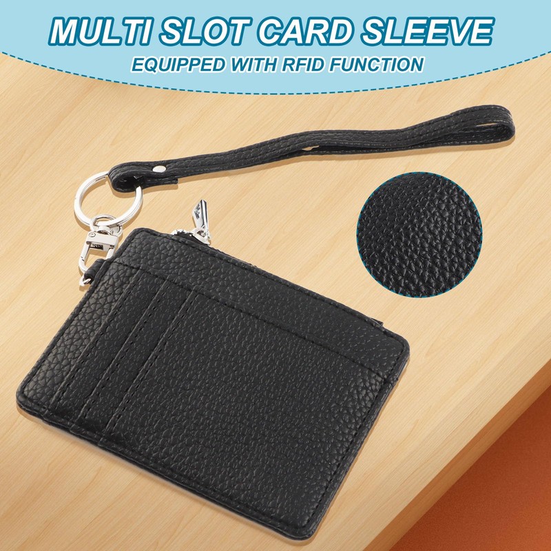 DXLing Leather Mini Wallet Credit Card Holder for Men, Card