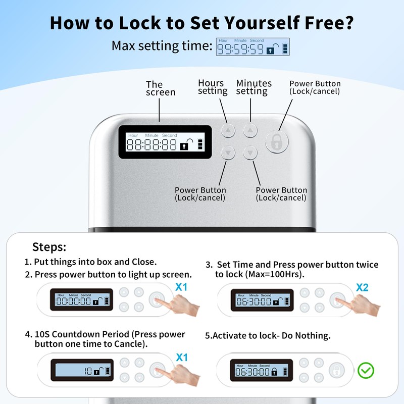iDiskk Timed lock Box, Portable Timer phone lock box for
