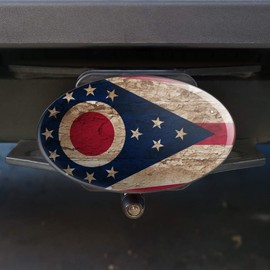 GRAPHICS & MORE Rustic Distressed Ohio State Flag Oval Tow Trailer Hitch Cover Plug Insert