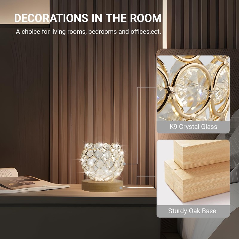 FuoiCorn Decorative Crystal Mood Table Lamp for Bedroom - 3
