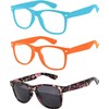 3 Pack Kids Sunglasses Clear Lens Blue Orange Flower Smoke