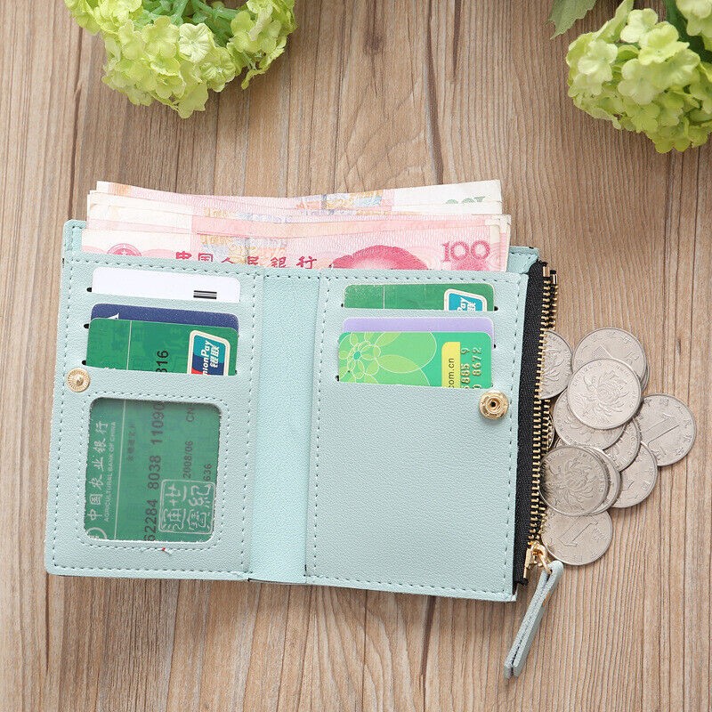 Unbranded Womens Leather Wallet Flower Embroidery Coin Purse Short Zipper