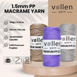VollenYarn 1.5mm Polyester Macrame Cord,163 yds,Crochet Thread, Polyester Rope 100% Polypropylene,Polyester Crochet Bag Yarn,Thread for Macrame and Home Decoration (Fuchsia, 1 Pieces)