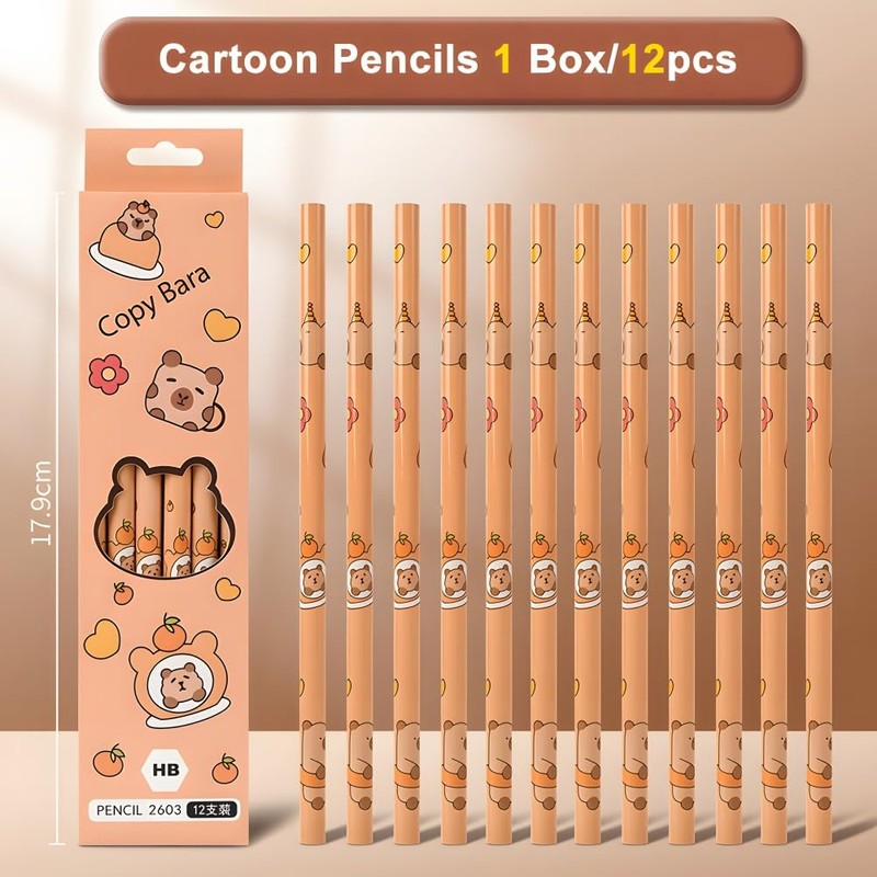 Capybara Stationery Set, Capybara Pencil Case with Pencils, Clips, Rulers,