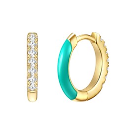 Glanzstücke München Women's Creole Earrings 925 Sterling Silver with Zirconia Enamel, Silver, Cubic Zirconia