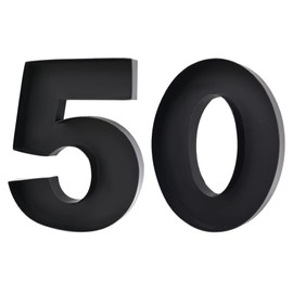 Números de cartón de 12 pulgadas con recortes de papel maché para embutidos, dulces de cumpleaños, regalo (negro, forma 50)