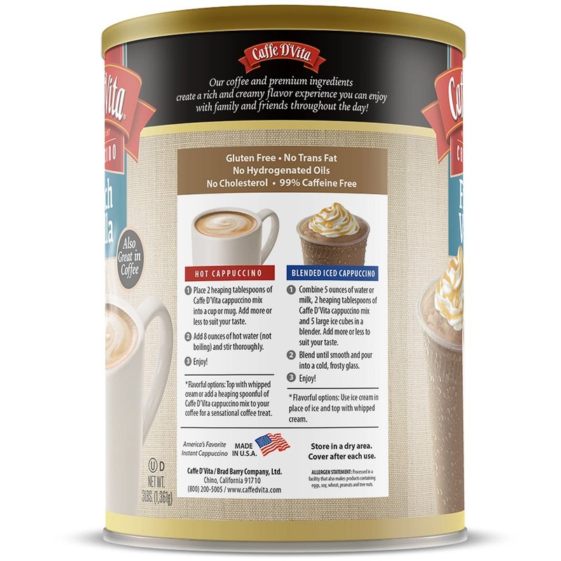 Caffe D'Vita French Vanilla Cappuccino Mix - Instant Cappuccino Mix,