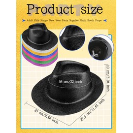 SGBETTER 28 Pack Plastic Party Hats Bulk Glitter Party Hat Fedora Party Hat Gangster Hat for Adult Kids Costume Accessory (Color Set 1)