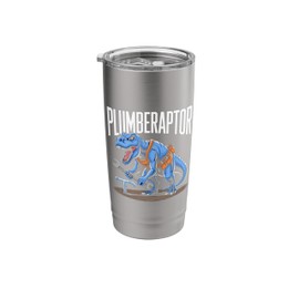 Plumber Dinosaur T-Rex Pipe Wrench Dino Funny Plumbing Stainless Steel Insulated Tumbler