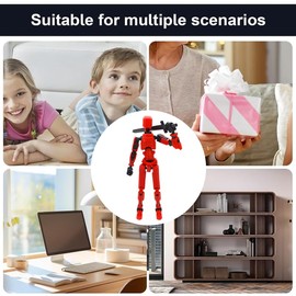 2 Pieces 3D Printed Multi Jointed Movable 13 Articulated Robot Full Joint Action Figures Multi Jointed Moving Robot T13 Action Figures with Multiple Joints with 4 Weapons 3 Gestures (White, Red)