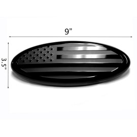 9 inch Front Grille Tailgate Rear American Black Flag Emblem 9"X3.5" Oval Decal Badge Nameplate for F150, F250, F350, Edge, Explorer, Range (9", Black)