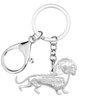 BONSNY Enamel Metal Heart Rhinestone Dachshund Dog Key Chains For