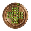 Solitaire Wooden Board Game with Green Goblin Glass Marbles 22cm