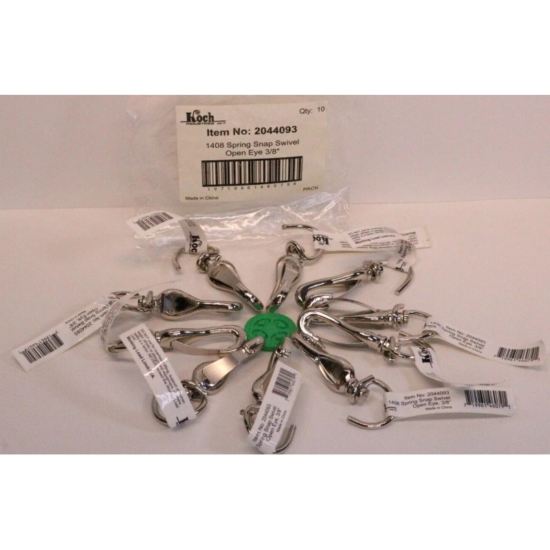 Koch 1408 Spring Snap Swivel Open Eye 3/8" Qty 10
