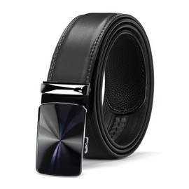 Glamexx24 Men's Automatic Buckle Belt: Wide 35 mm, Length 115 cm - 170 cm, Business Belt for Men with Ratchet, Adjustable Size, Black, Buckle Model 2 + Black Belt