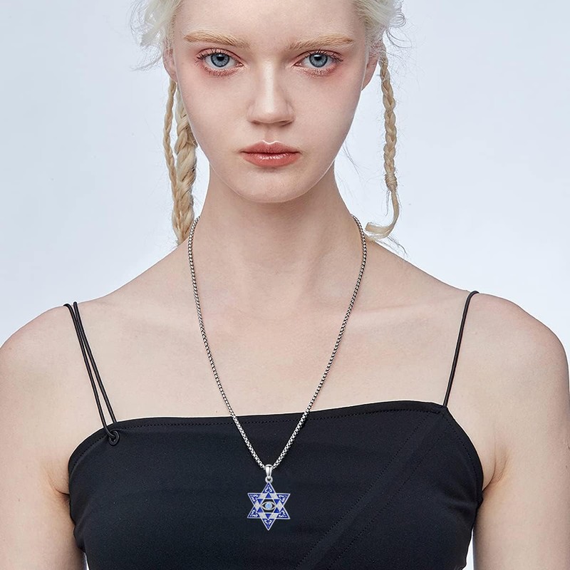 PELOVNY Star of David Evil Eye Necklace 925 Sterling Silver