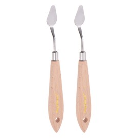 HARFINGTON 2pcs No.2 Painting Palette Knives Stainless Steel Pointy Spatula Pallet Knife with Beech Wood Handle for Oil Acrylic Paint Canvas Mixing Spreading
