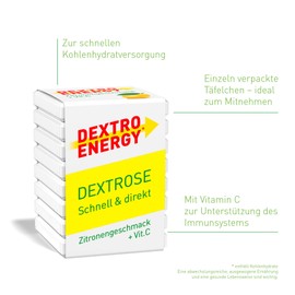 DEXTRO ENERGY Cubes Lemon + Vitamin C (Pack of 18) – Dice with Carbohydrates and Vitamins to Support the Immune System, Carbohydrate Supply for Everyday Use and Work