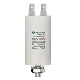 TECNID Electric Motor Starting Capacitor 450V Capacity 25µF Round Aluminium Plastic Capacitor